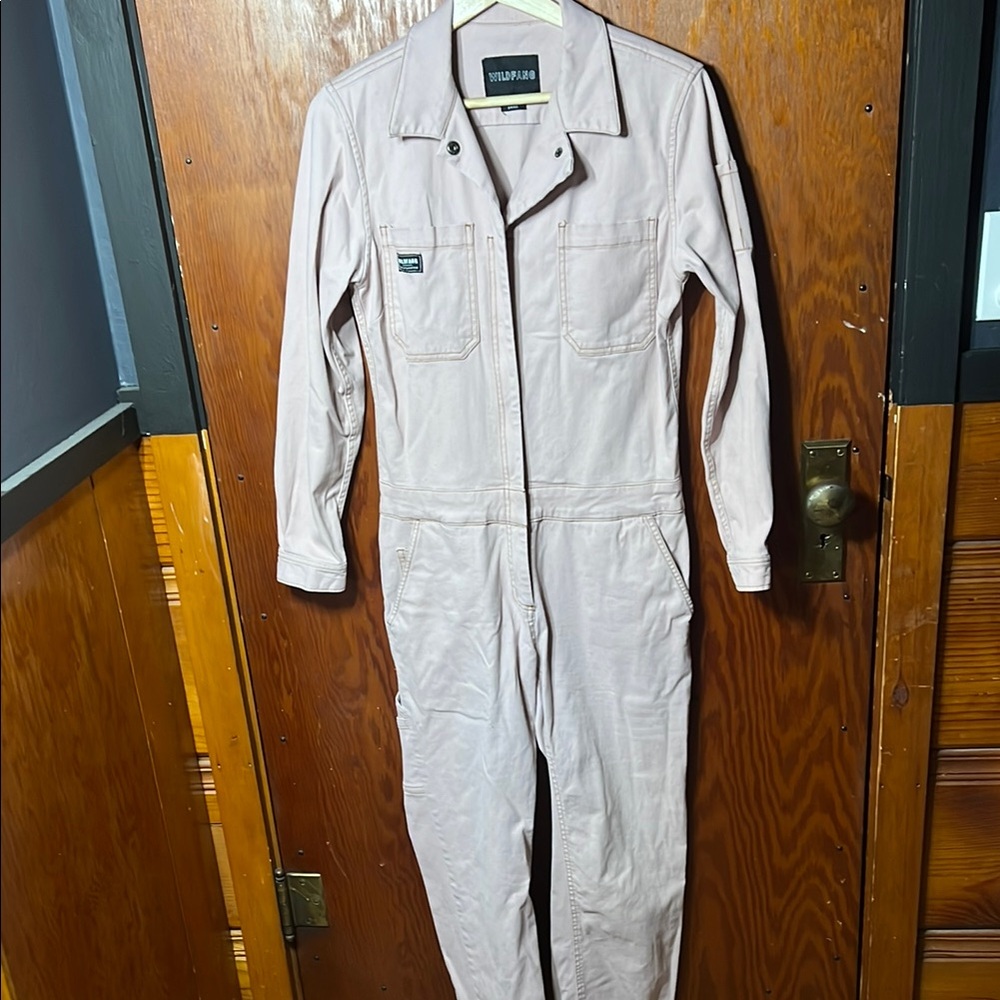 Wildfang Pink Coveralls with Full-Length Zipper and Relaxed Fit